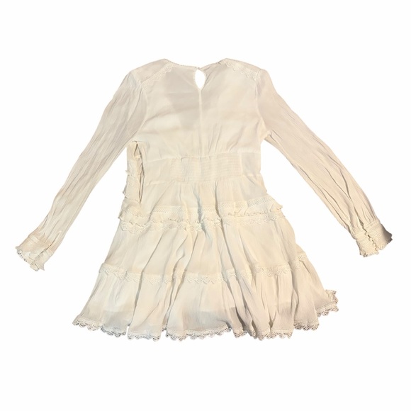 AllSaints Zora Dress Mini Tiered Lace Long Sleeve White 10 - Picture 9 of 12